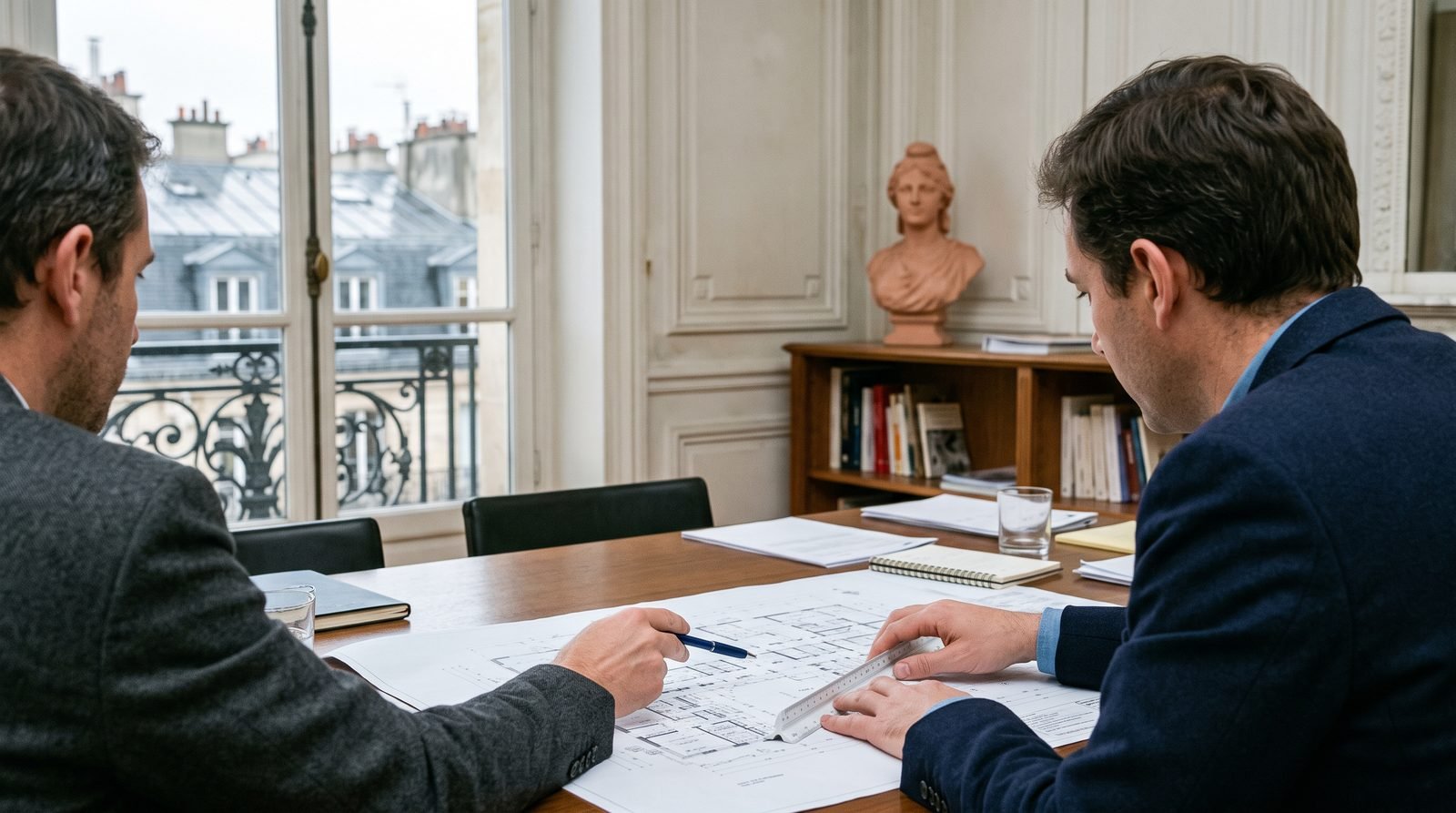 Un expert AFCV explique un plan à son client